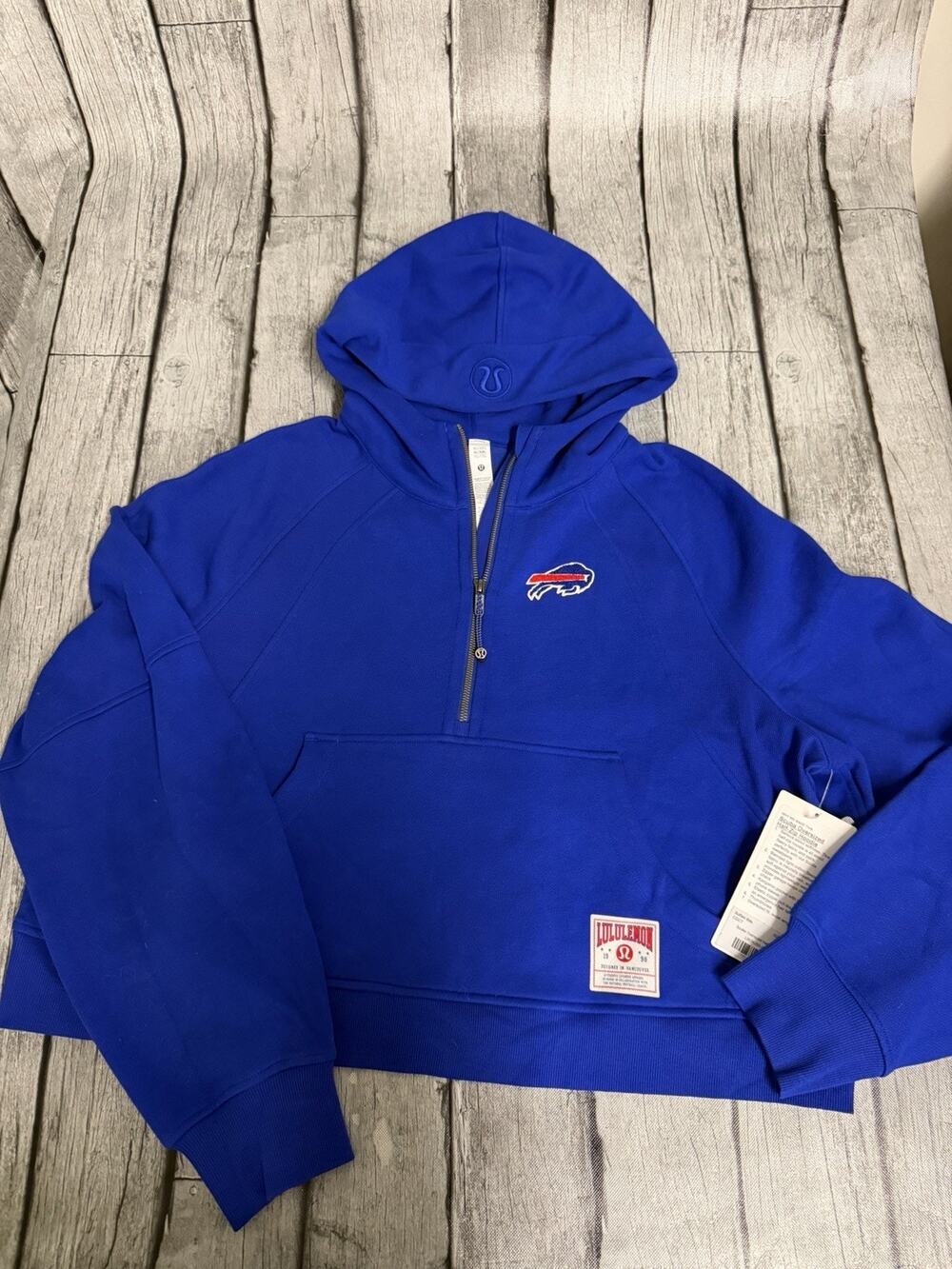 NWT Women's lululemon Buffalo Bills Scuba Oversized Half-Zip Hoodie Cobalt XL/2X